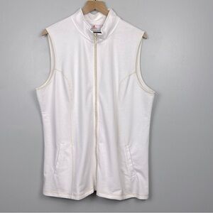 Quacker Factory NWOT white sparkle zipper constrast stitching vest, XL.